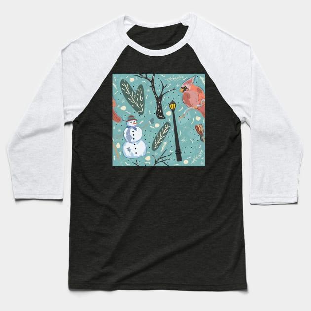 Cardinal Bird Baseball T-Shirt by Kristina Stellar Scandinavian Land